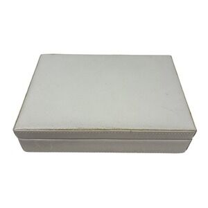 Nordstrom White Faux Leather Jewelry Box Rectangle Storage Case Valet Tray
